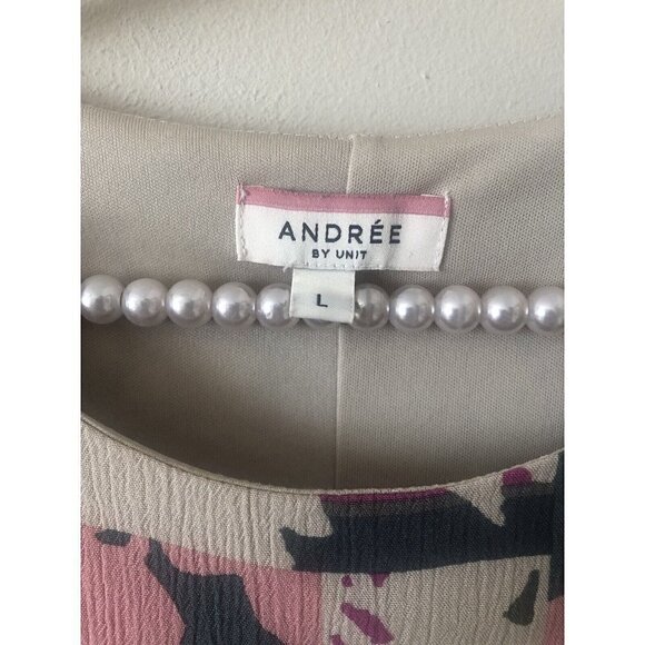 Andre By Unit Womens Size L Abstract Floral Dress Boho Gauzy Long Sleeve Sash - Picture 5 of 5